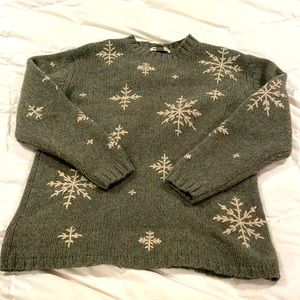 Eddie Bauer vintage wool snowflake sweater, size large